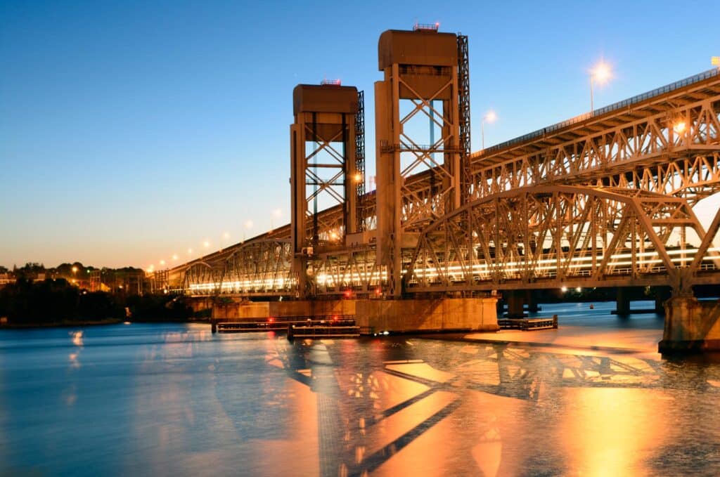 Large bridge all lit up